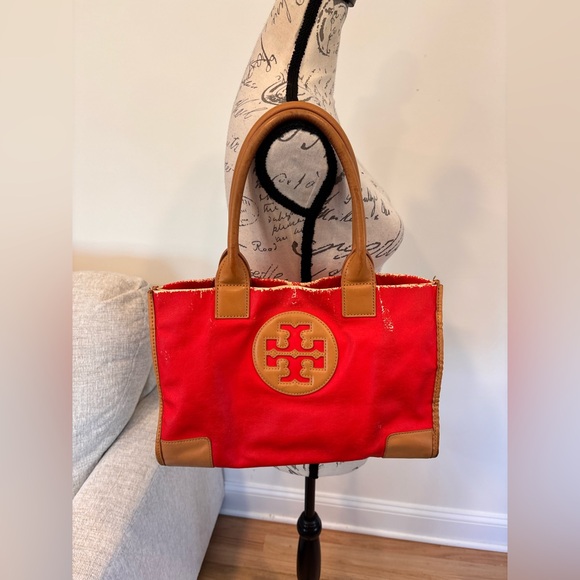 Tory Burch Handbags - Tory Burch Red orange and tan leather tote